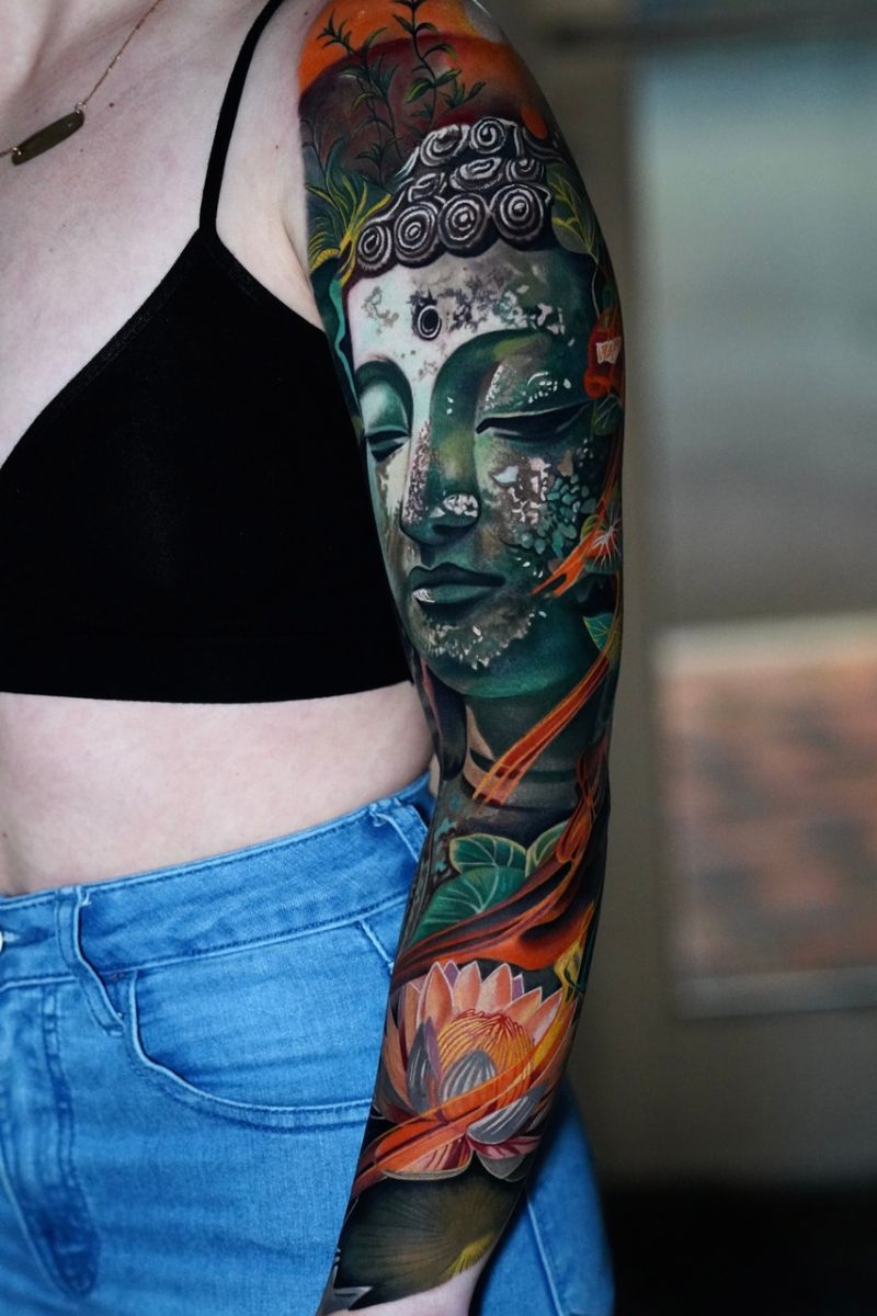 Buddha Sleeve tattoo in Kansas City