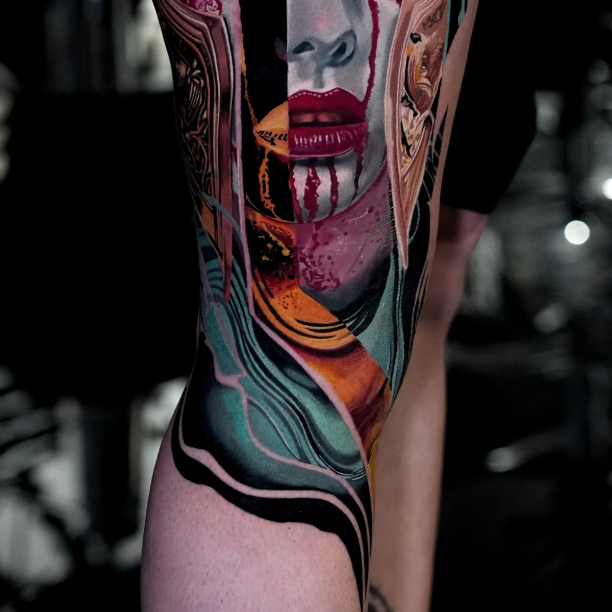 Close-up of the color and contrast in Frank Tattoo Arts’ Tampa competition tattoo